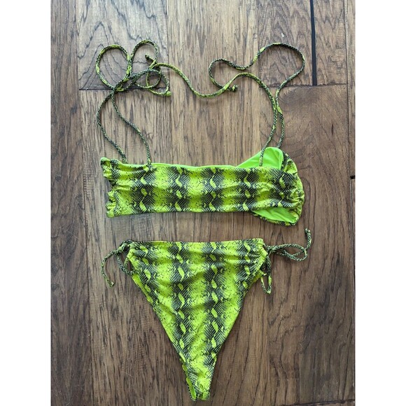 Ris-K 2 piece bikini neon green snake skin design - Picture 2 of 6